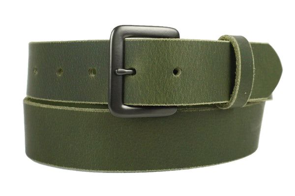 Olive Green Leather Belt | Made in Seattle | Marakesh Leather display picture 2
