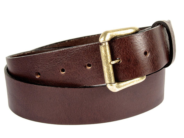 Brown Leather Belt, Brown Pebble Grain