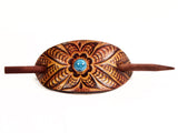 Accented Wildflower Leather Hair Barrette