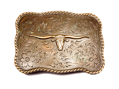 Antiqued Longhorn Belt Buckle