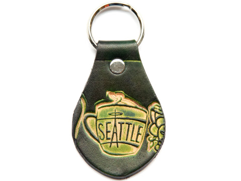 Cup of Joe Leather Keychain