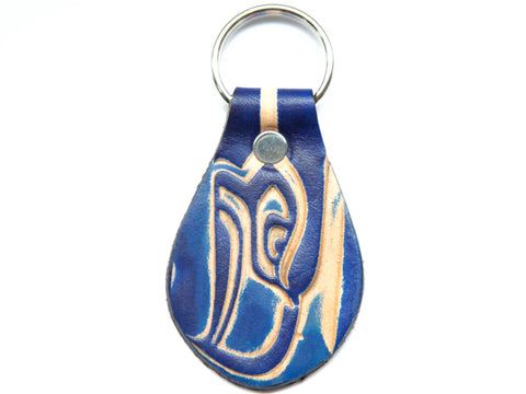 Modern Seahawk Leather Keychain