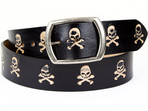 Skulls Wide Leather Belt