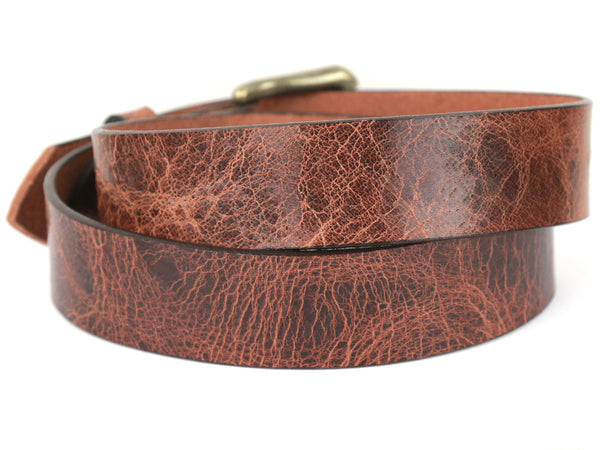 Grease leather belt nature, Brown