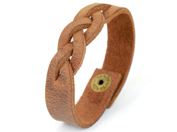 Braided Leather Wristband, Handmade in Seattle