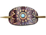 Accented Sunflower Leather Hair Barrette