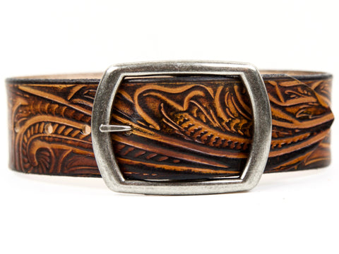 Western Bloom Wide Leather Belt