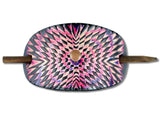 Accented Psychedelic Symmetry Leather Hair Barrette