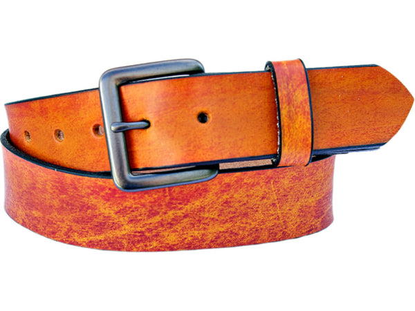 Tangerine Orange Leather Belt