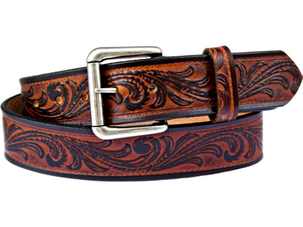 Western Scroll Leather Belt | Handmade in Seattle | Marakesh