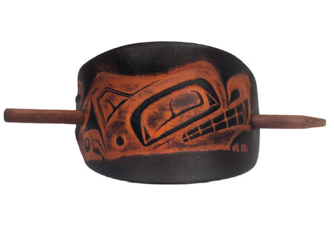 Wolf Leather Hair Barrette
