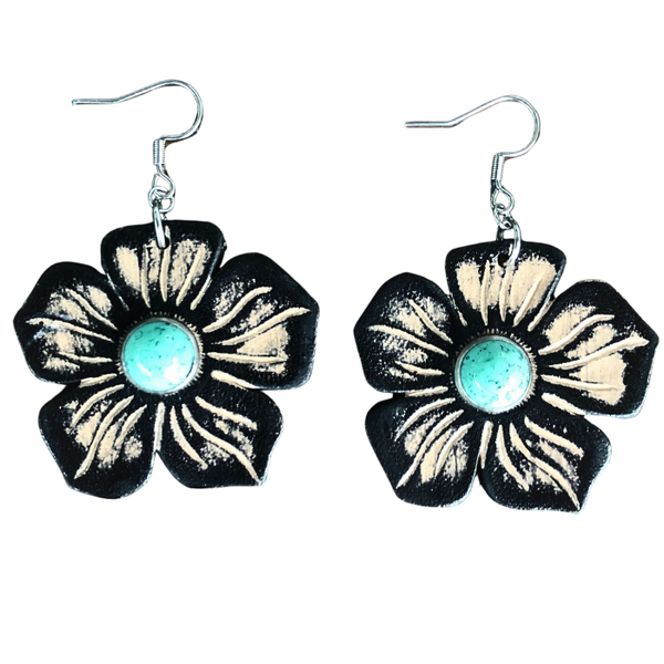 Flower Power Leather Earrings