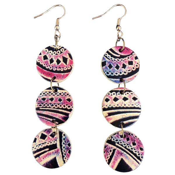 Geo Trio Leather Earrings