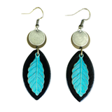 Mixed Metal Leaves Leather Earrings