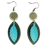Mixed Metal Leaves Leather Earrings