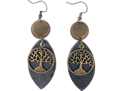 Tree of Life Leather Earrings