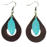 Turquoise Drop Leather Earrings