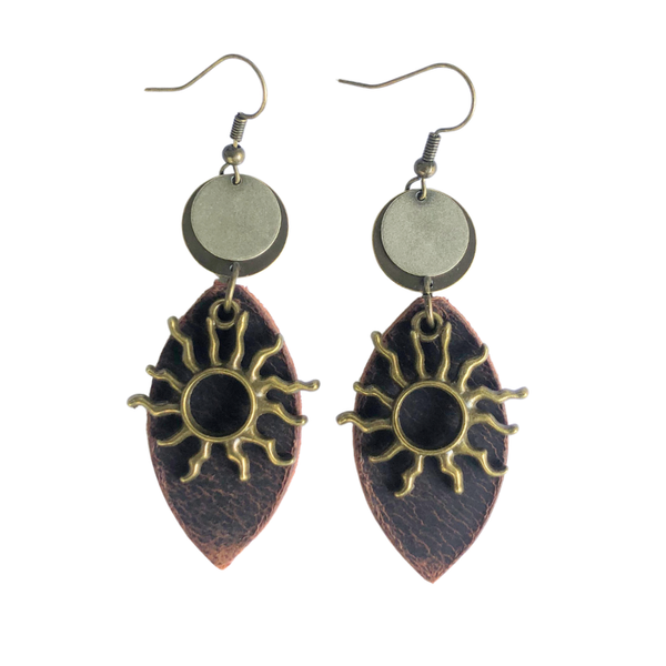 Setting Sun Leather Earrings