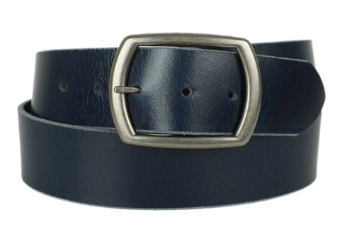 Navy Blue Wide Leather Belt