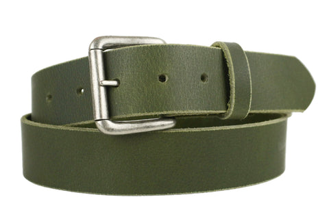 Olive Green Leather Belt