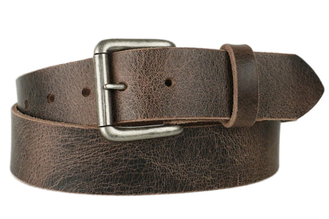 Textured Dark Brown Leather Belt