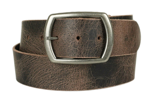 Textured Dark Brown Wide Leather Belt