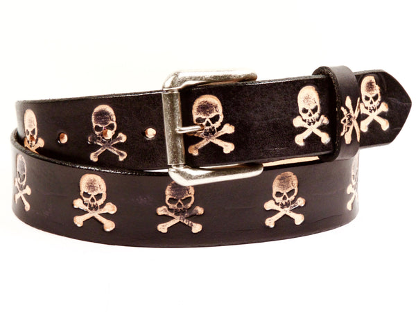 Skulls Leather Belt