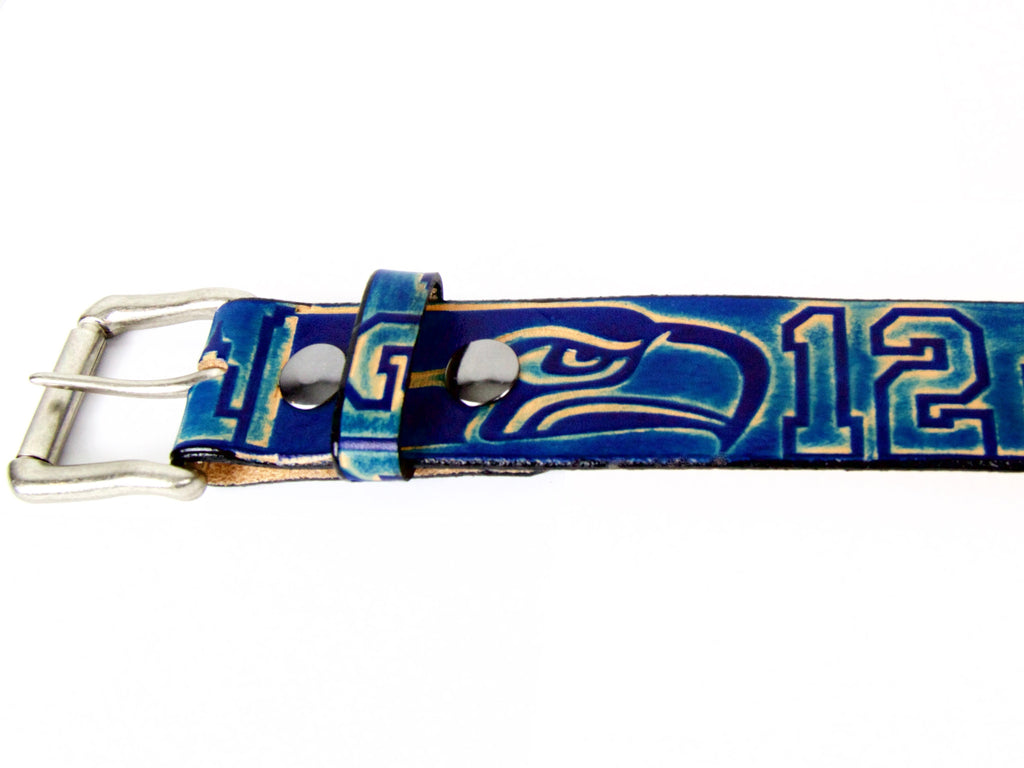 Seattle Seahawks Leather Belt | Handmade in Seattle | Marakesh Leather Seattle Seahawks Leather Belt | Handmade in Seattle | Marakesh Leather