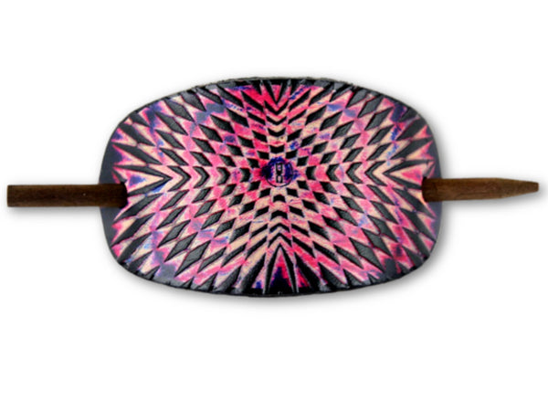 Psychedelic Symmetry Leather Hair Barrette