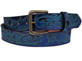 Wolf and Salmon Leather Belt