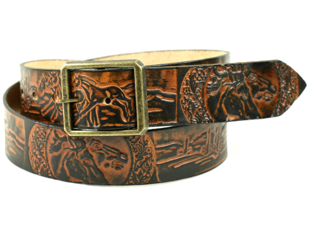 Horses Leather Belt Handmade in Seattle Marakesh Leather