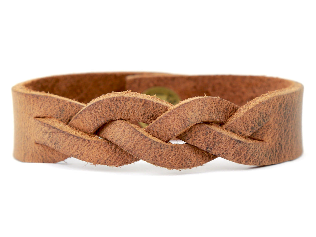 Braided Leather Wristband, Handmade in Seattle