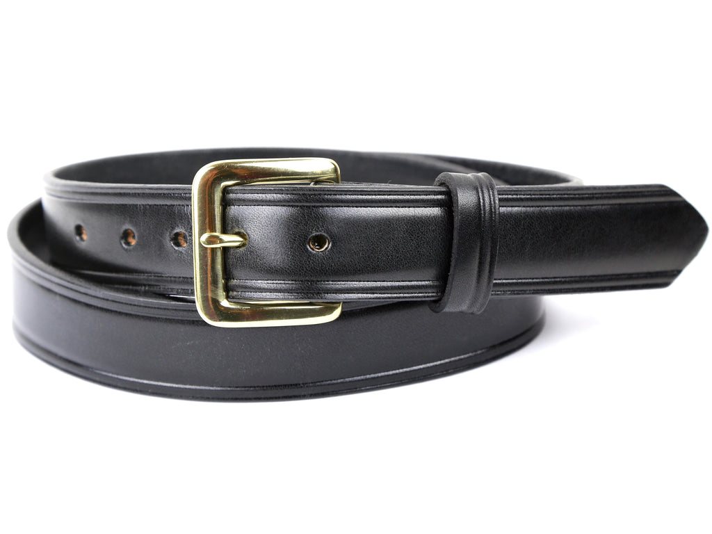 Black and brass dress belt