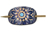Accented Sunflower Leather Hair Barrette
