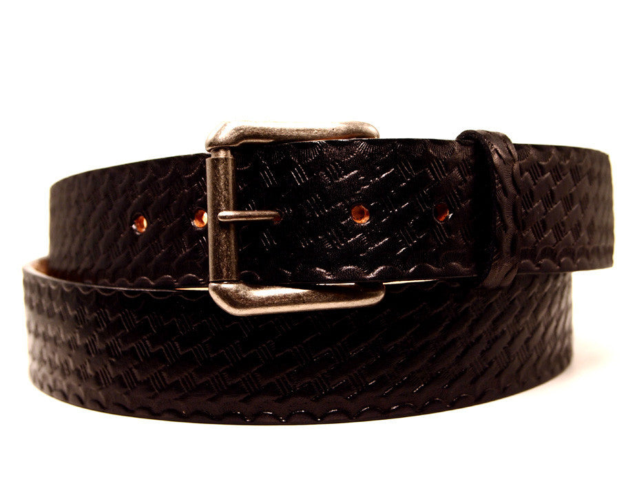 Basketweave Leather Belt Made in Seattle Marakesh Leather