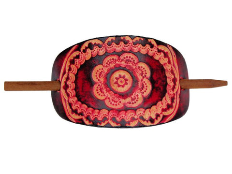 Floral Mandala Leather Hair Barrette