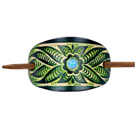 Accented Wildflower Leather Hair Barrette