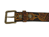 Raven and Salmon Leather Belt
