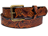 Salmon and Frog Leather Belt