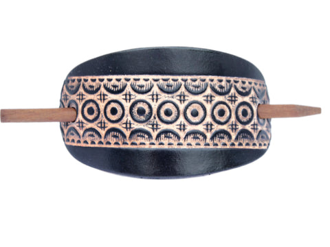 Concentric Circles Leather Hair Barrette