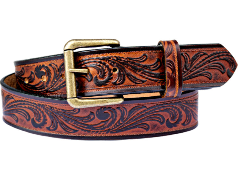 Western Scroll Leather Belt