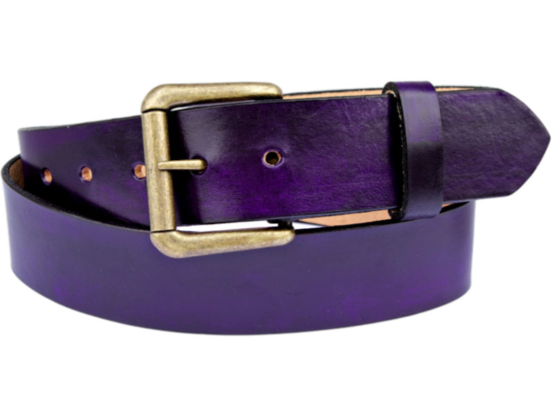 Amalfi Purple Leather Mustard Buckle Belt