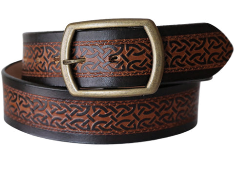 Celtic Scroll Wide Leather Belt